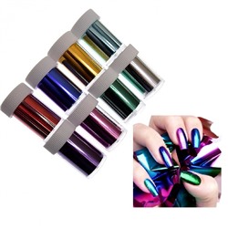 Набор фольги для дизайна ногтей разные цвета металлик (8 штук)