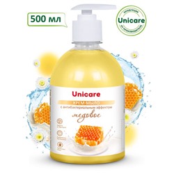 Мыло-крем жидкое с антибактериальным эффектом 500 мл UNICARE «Медовое», с дозатором, 608156
