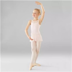 Купальник для классического танца из двух видов ткани детский бледно-розовый DOMYOS