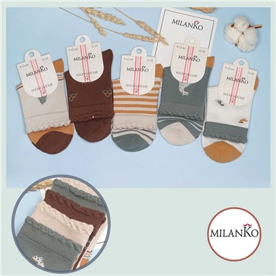 Детские хлопковые носки  (Узор 6) MilanKo D-222 Узор 6 (жираф)