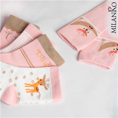 Детские хлопковые носки с рисунком "оленята" MilanKo IN-165 IN - 165 (оленята)/3-4 года