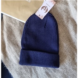 Вязаная женская шапка бини "Луковка", цвет синий