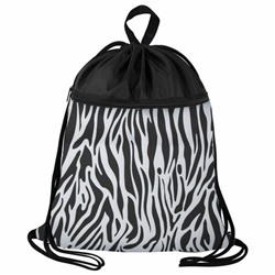 Мешок для обуви BRAUBERG БОЛЬШОЙ, с ручкой, карман на молнии, сетка, 49х41 см, "Zebra", 271611