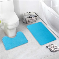 Набор ковриков для ванны и туалета Доляна, 2 шт: 40×50, 50×80 см цвет голубой