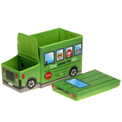 Короб для хранения игрушек Автобус, 2 отделения (55х25×25 см), Акция! Красный