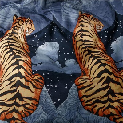 Постельное бельё Ночь Нежна 1,5сп «Тигры с луной» 215х145см, 214х150см, 70х70см-2шт
