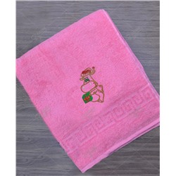 Купить новогоднее полотенце с вышивкой "С Новым Годом" розовое
