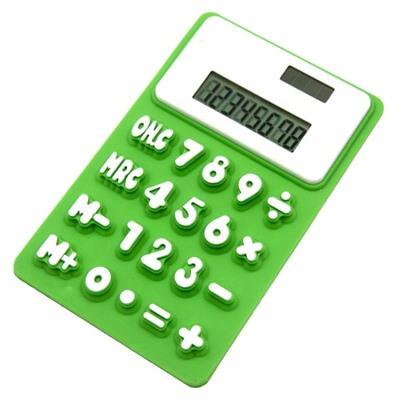 Силиконовый гибкий 8-разрядный калькулятор на магните №256, Акция! Зелёный