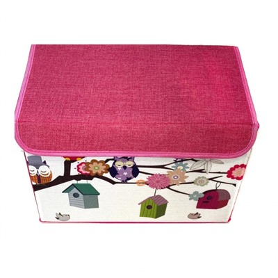 Складной короб для хранения игрушек Домик с совушками, 42×32×34 см, Акция! Красная совушка