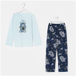 Пижама детская, цвет мята/синий 128-140