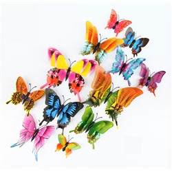 Наклейка «3D Бабочки», цветные 12 штук