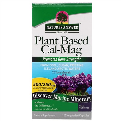 Nature's Answer, Cal-Mag на растительной основе, 500/250 мг, 120 вегетарианских капсул