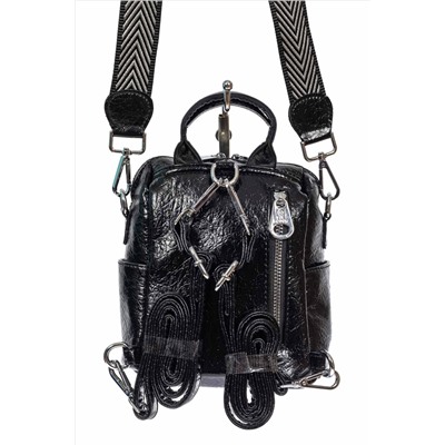 Женская сумка-рюкзак из экокожи, цвет чёрный с бирюзовым и молочным