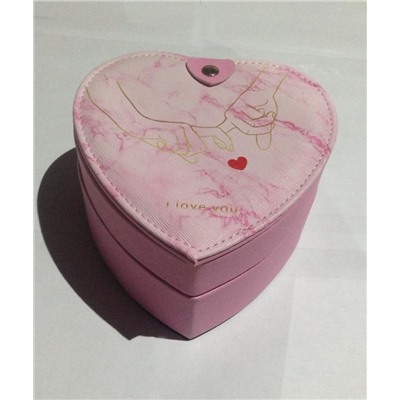 Двухъярусная шкатулка для ювелирных изделий Сердце, 14х14х9 см, Акция! Розовый