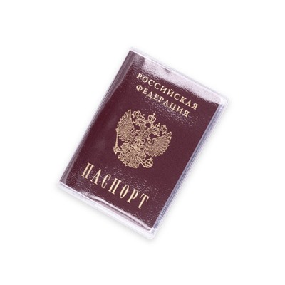 Обложка на паспорт, прозрачная с карманом для карт (2235)