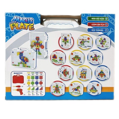 Конструктор - мозаика в чемодане c шуруповертом Magic Plate Puzzle 2 в 1, Акция! 190 деталей