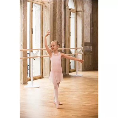 Купальник для классического танца из двух видов ткани детский бледно-розовый DOMYOS