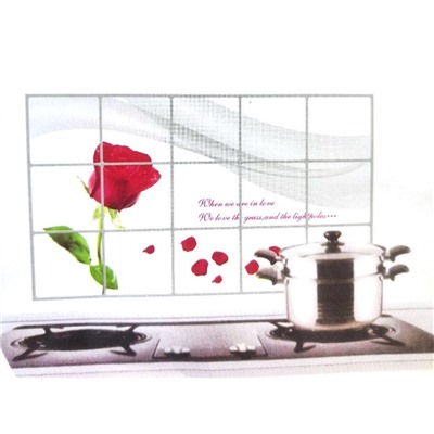 Защитный кухонный экран Kitchen Sheet, 75х45 см, Акция! Розовые тюльпаны на ткани