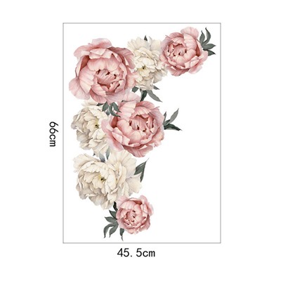 Наклейка многоразовая интерьерная «Розово-Белые Пионы 7»