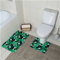 Набор ковриков для ванны и туалета Доляна «Тропики», 2 шт: 40×45, 45×75 см