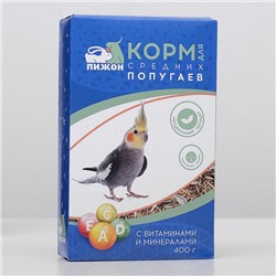 Корм "Пижон" для средних попугаев, с витаминами и минералами, 400 г