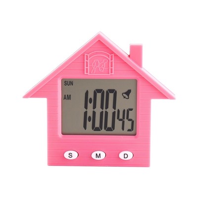 Электронные часы-будильник с магнитом Домик NA-1638A, Акция! Розовый