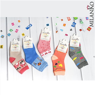 Детские хлопковые носки с рисунком NEW MilanKo IN-165 MIX 4/4-5 лет