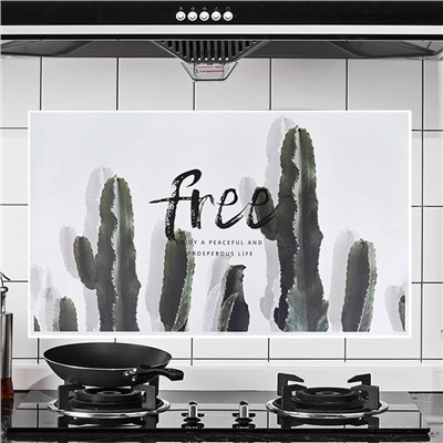 Наклейка жироотталкивающая для кухни Free enjoy a peaceful (Кактусы)