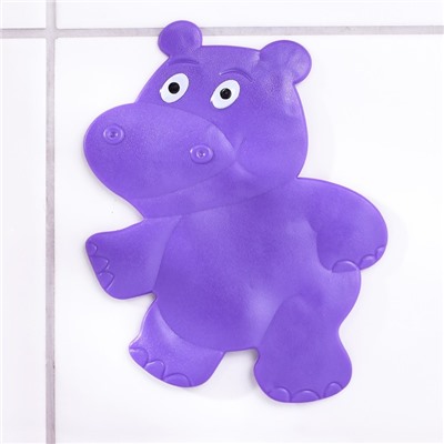 Мини-коврик для ванны Доляна «Бегемотик», 12×13 см, цвет фиолетовый