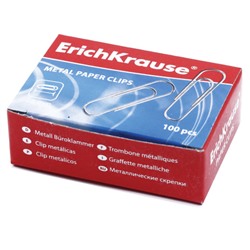 Скрепки ERICH KRAUSE, 28 мм, оцинкованные, 100 штук, в картонной коробке, 7855, 222321