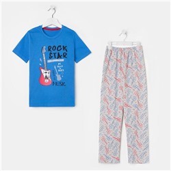 Пижама для мальчика, цвет синий/серый