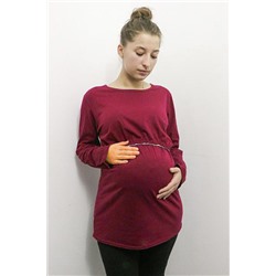 Туника для беременных и кормящих- Вишневая (длинный рукав) (54 размер)