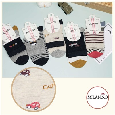 Детские хлопковые носки  (Узор 4) MilanKo D-222 Узор 4 (машинки)