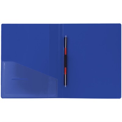 Папка с металлическим скоросшивателем и внутренним карманом BRAUBERG "Contract", синяя, до 100 л., 0,7 мм, бизнес-класс, 221782