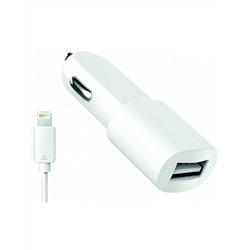 Автомобильное зарядное устройство OLMIO (038704) USB 2.1 A + кабель Apple 8-pin, белый