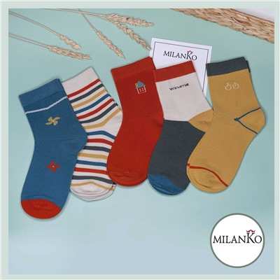 Детские хлопковые носки  (Узор 2) MilanKo D-222 Узор 2 (домик)
