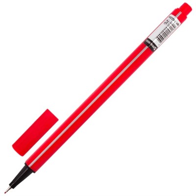 Ручка капиллярная (линер) BRAUBERG "Aero", КРАСНАЯ, трехгранная, металлический наконечник, линия письма 0,4 мм, 142254