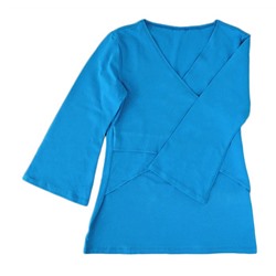 Блуза для беременных и кормящих крест-на-крест Синяя
