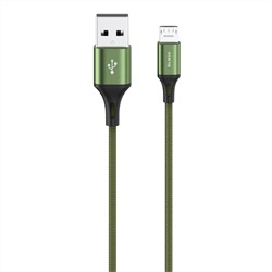 Кабель BASIC, USB 2.0 - microUSB, 1.2м, 2.1A, зеленый, OLMIO