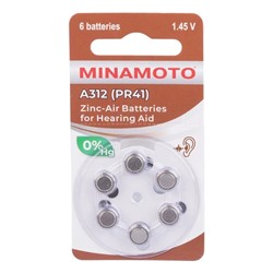 Батарейка Minamoto ZA312 для слуховых аппаратов