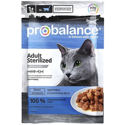 ProBalance | 85 гр | Sterilized Корм консервированный для стерилиз.кошек/кастр. котов, пауч
