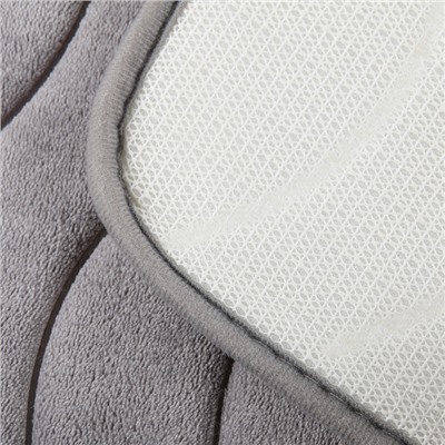 Набор ковриков для ванны и туалета Доляна «Волна», 2 шт: 40×50, 50×80 см, цвет серый