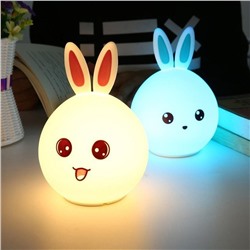 Мягкий силиконовый ночник Colorful Silicone Lamp, Акция! Голубой Зайчик