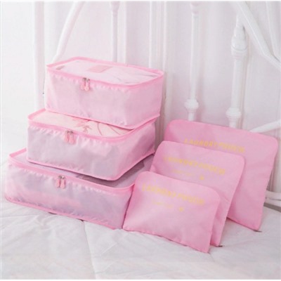 Набор дорожных сумок для путешествий Laundry Pouch, 6 шт, Акция! Розовый