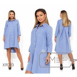 Платье-мини со шлейфом, рукавами 7/8 контрастной застежкой по всей длине и накладными карманами X9093