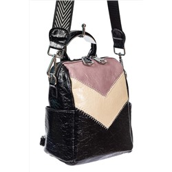 Женская сумка-рюкзак из экокожи, цвет чёрный с розовым и молочным