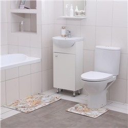 Набор ковриков для ванны и туалета Доляна «Ракушки», 2 шт: 40×45, 45×75 см