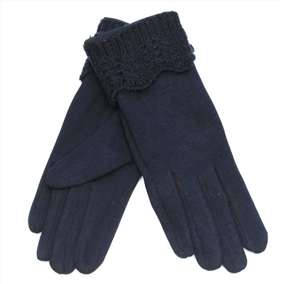Перчатки женские размер 7 тёмно-синие тёплые рисунок на вязаном манжете в ассортименте