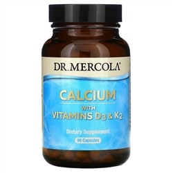 Dr. Mercola, кальций с витаминами D3 и К2, 90 капсул