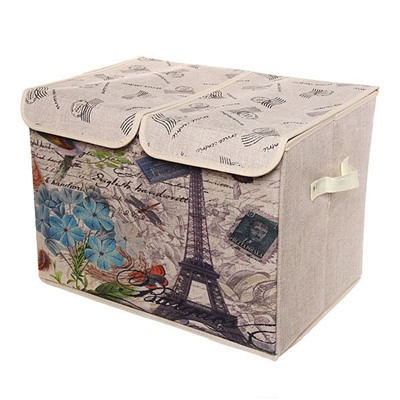 Двухсекционный складной короб для хранения Париж, 47х31х34 см, Акция! Эйфелева башня и букет цветов